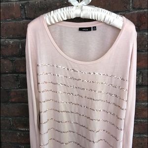 APT 9. pink long sleeve embellished tee shirt